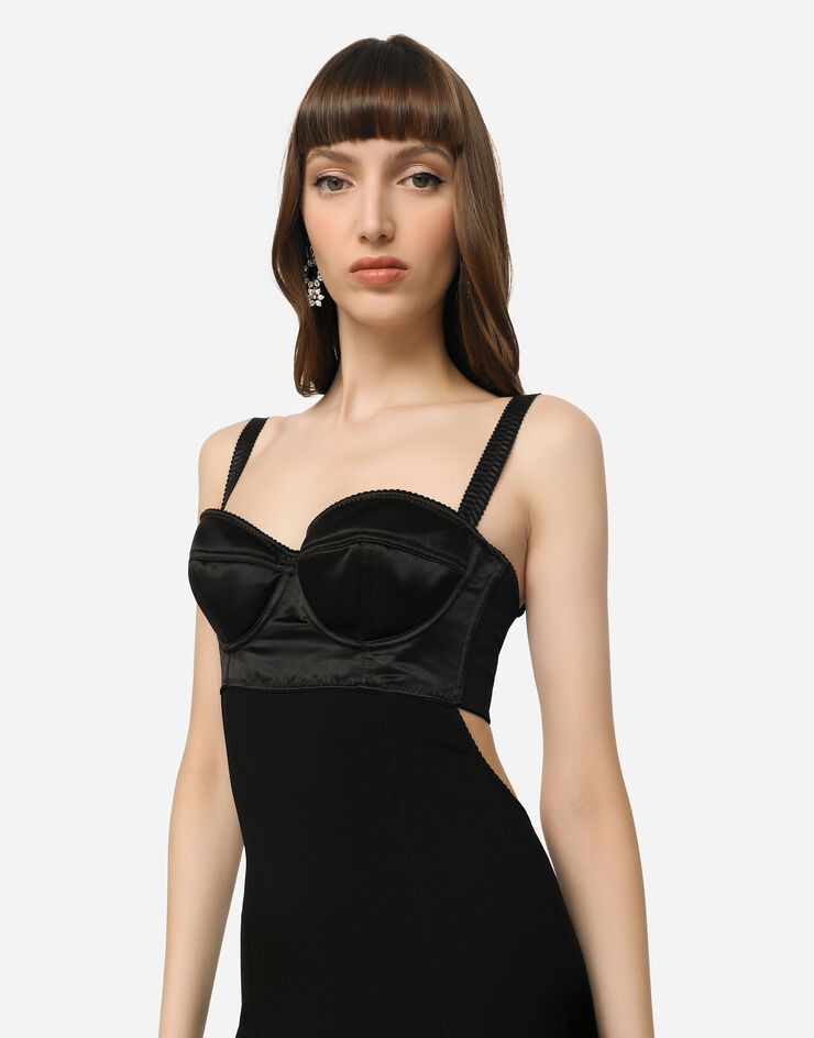 Jersey midi dress with corset-style bra top