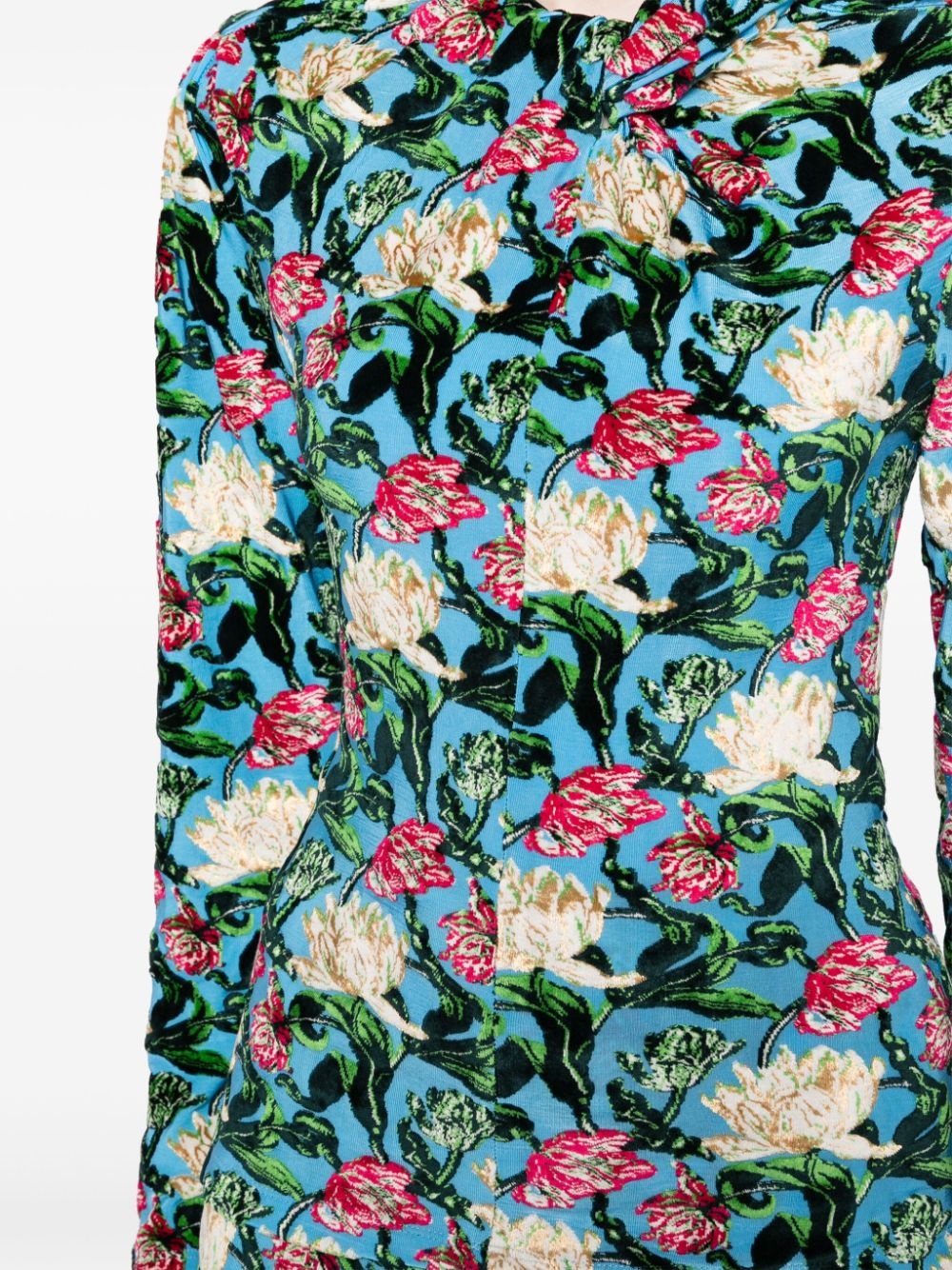 floral-jacquard twist-neck top - 5