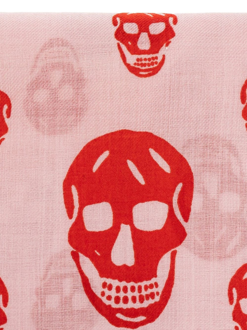 Alexander McQueen skull-print fringed scarf outlook