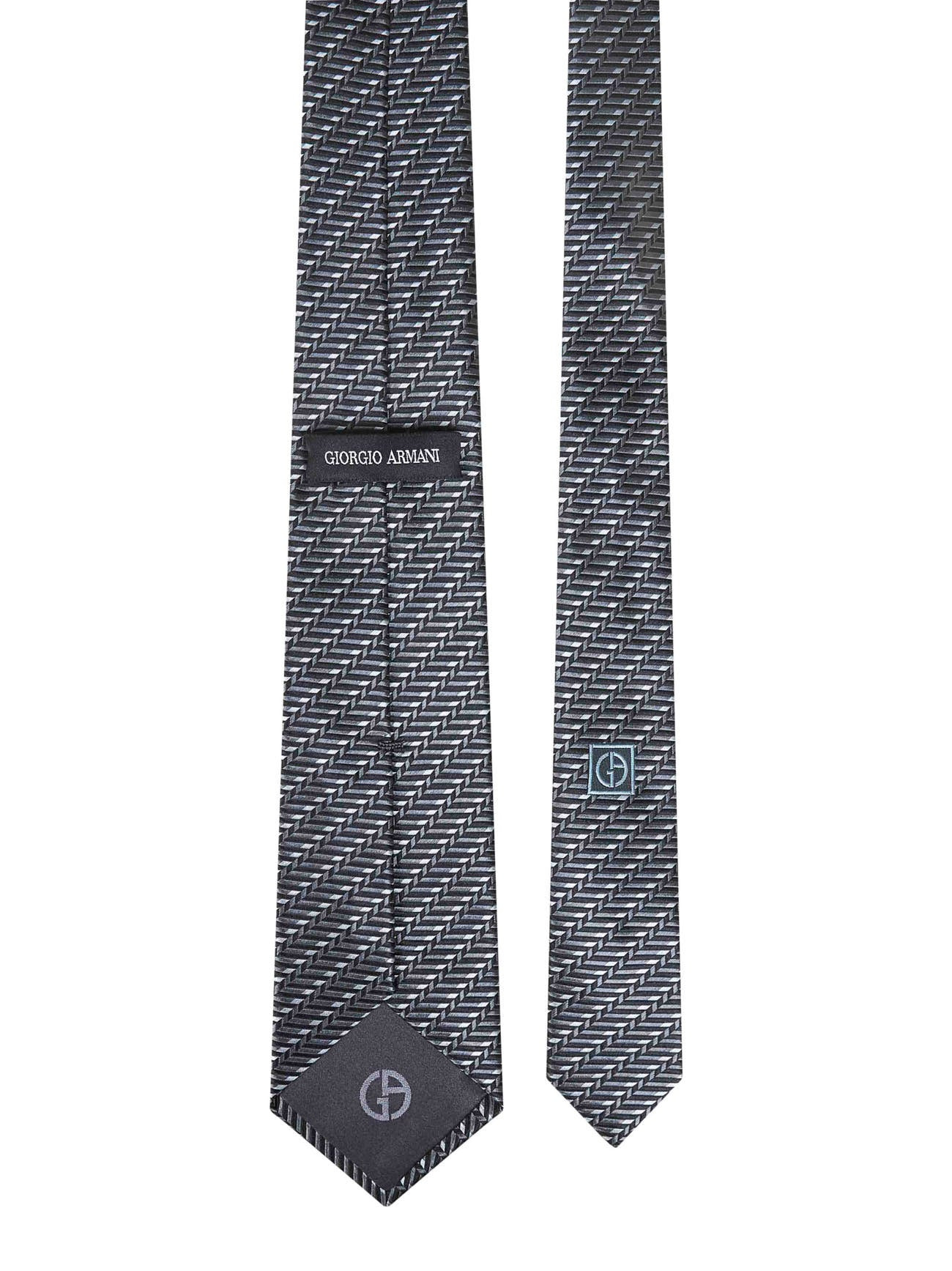Grey chevron jacquard silk tie - 2