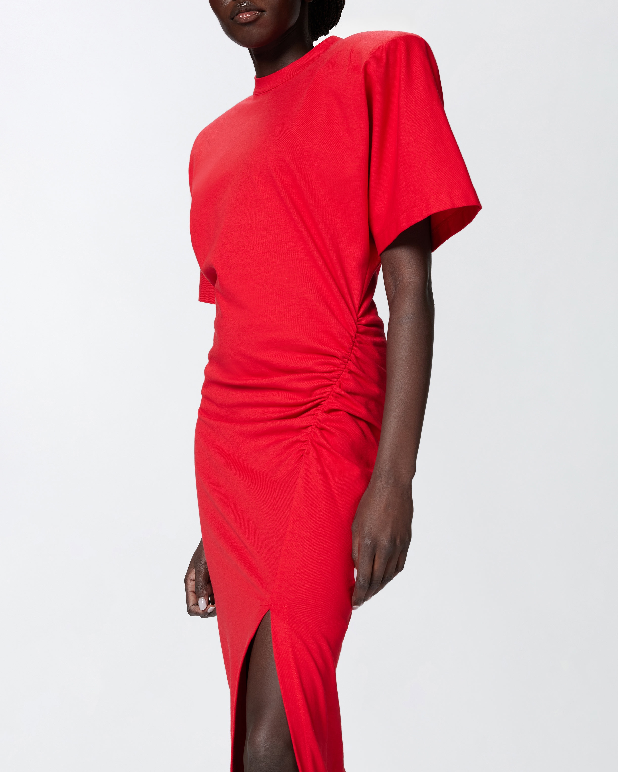 LONG T-SHIRT DRESS WITH PADDED SHOULDERS - 5