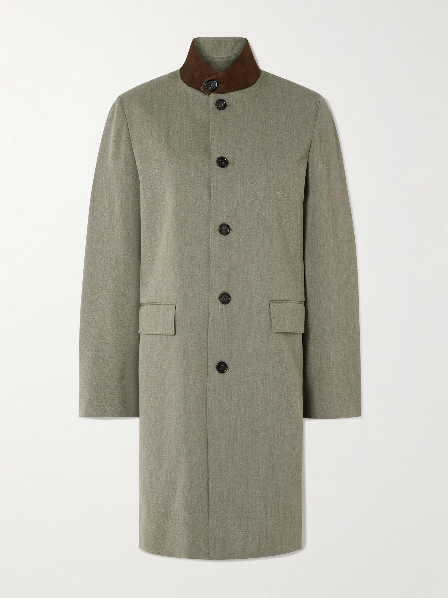 Blain suede-trimmed Storm System® wool coat Beige - 1