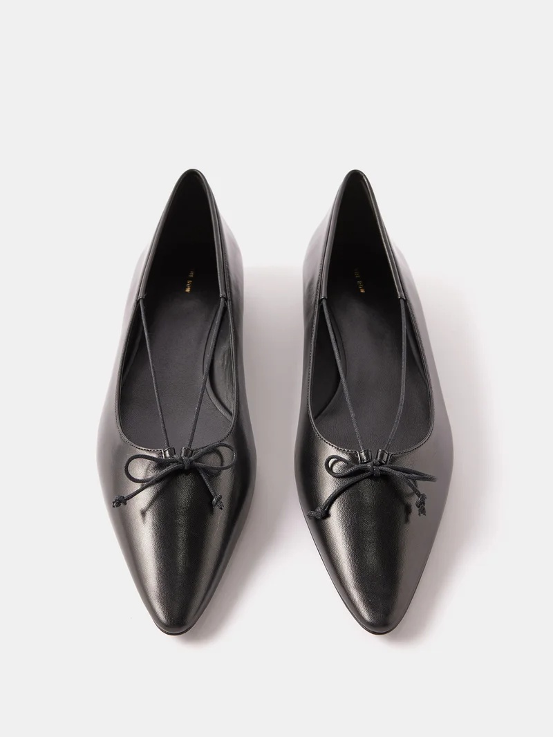 フラットシューズ The Row Claudette Bow leather ballet flats Claudette Bow leather ballet flats in black - The Row