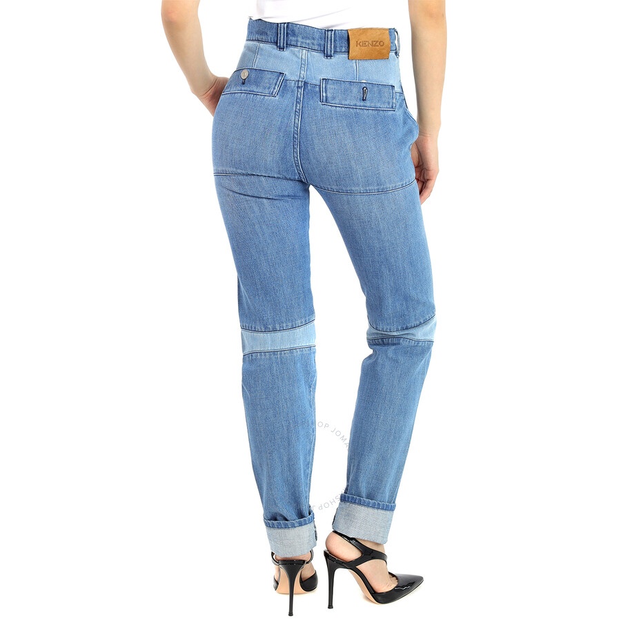 Kenzo Ladies Navy Blue Straight Faded Denim Jeans - 5