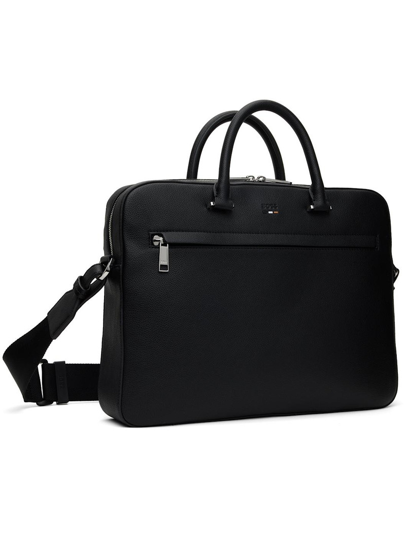 BOSS Black Grained Faux-Leather Briefcase outlook
