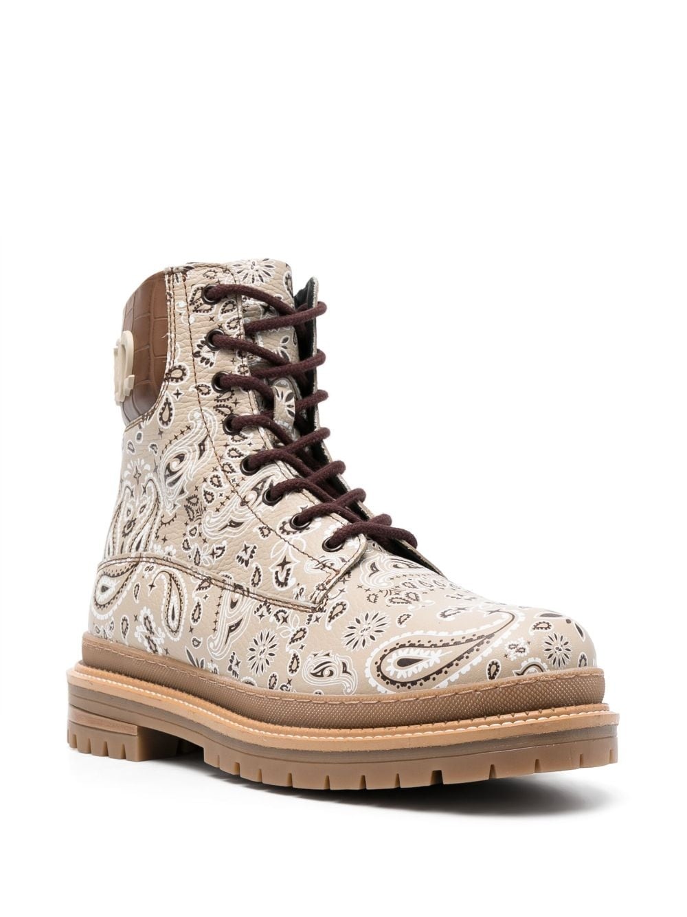 paisley-print leather ankle boots - 2