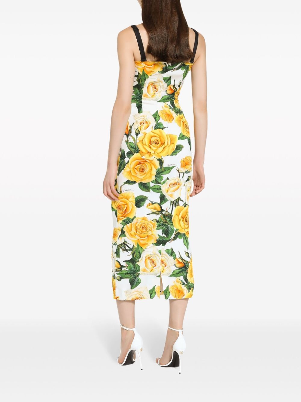 rose-print silk-blend midi dress - 3