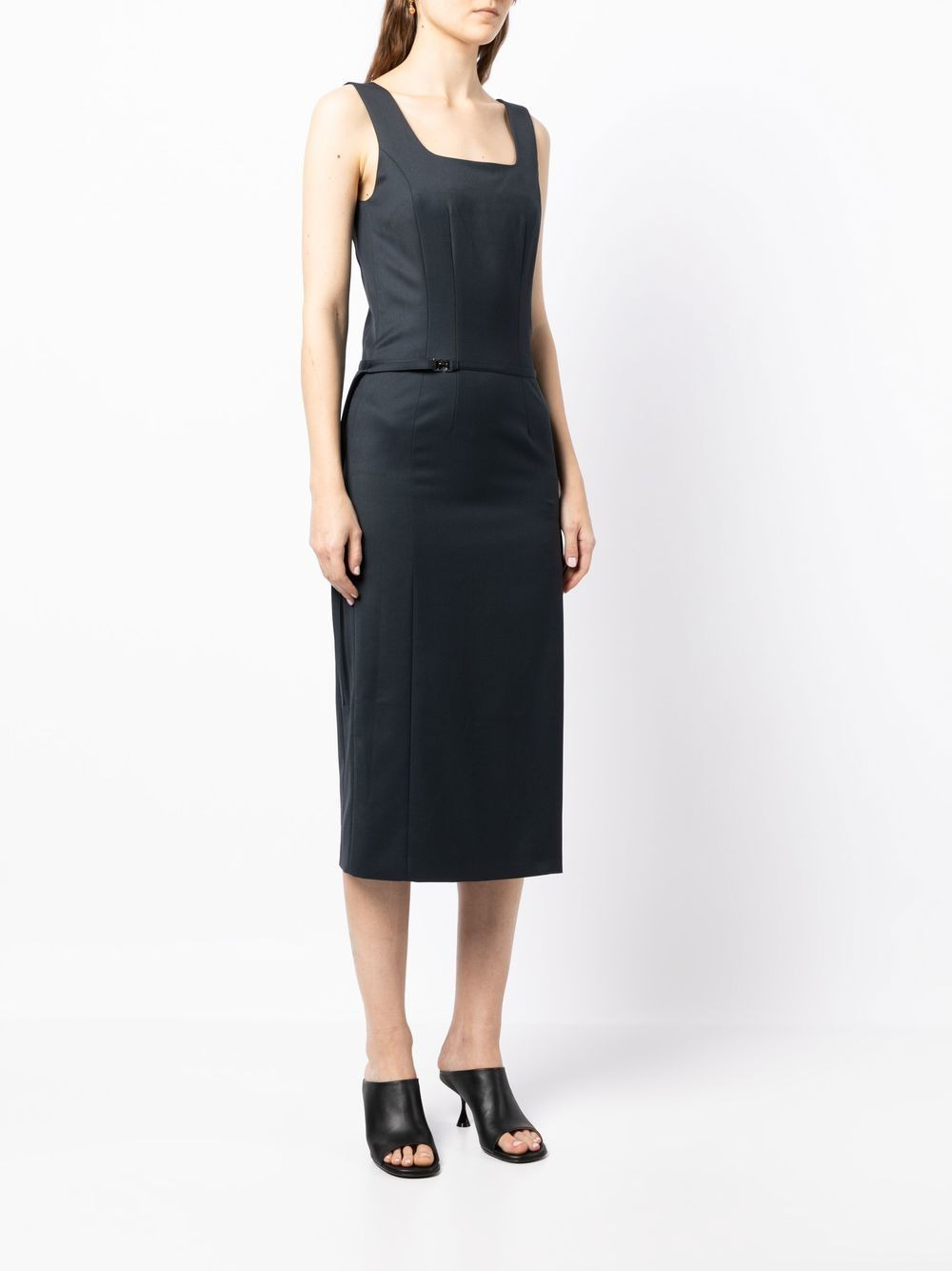 side-slit belted dress - 3