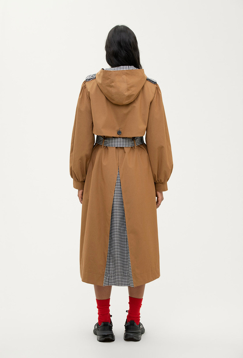 Aspen Trench Coat - Tan/Black Gingham 6