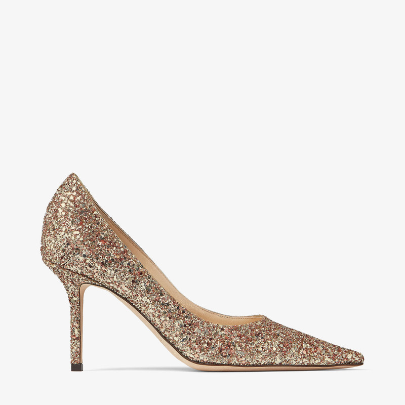 Love 85 Gold Coarse Glitter Fabric Pump 1