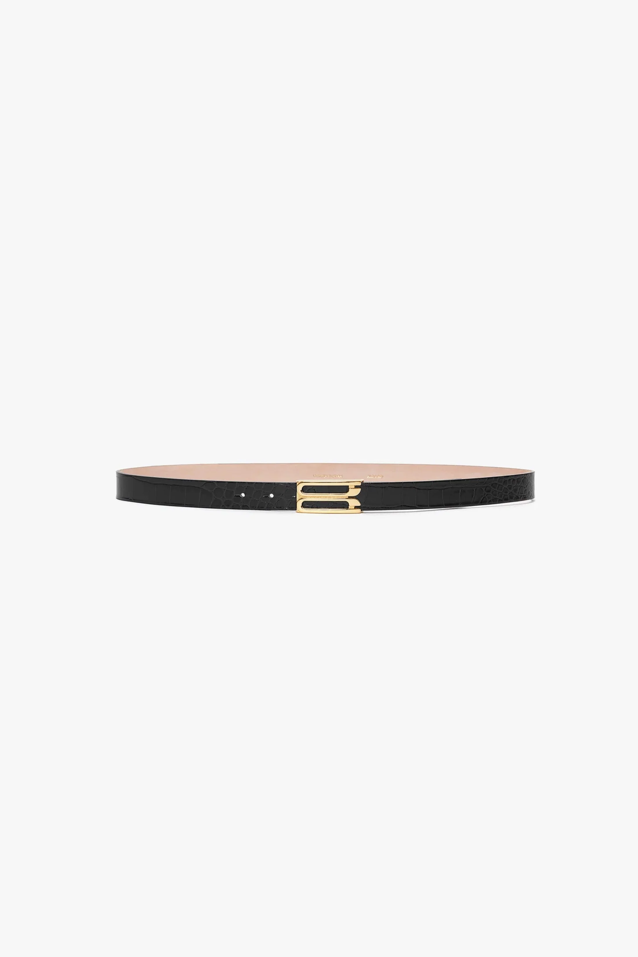 Frame Belt In Black Croc Embossed Calf Leather - 1
