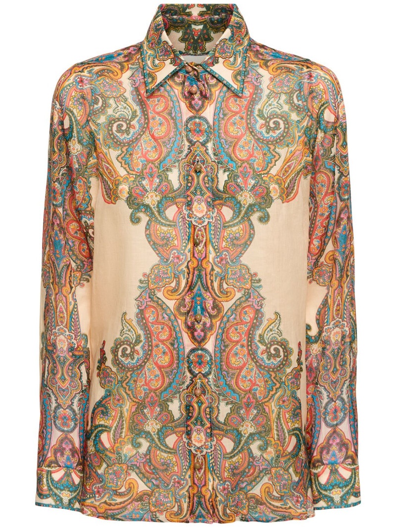 Tシャツ・カットソー Zimmermann Printed ramie oversize Ottie shirt Zimmermann Ottie printed ramie oversized shirt