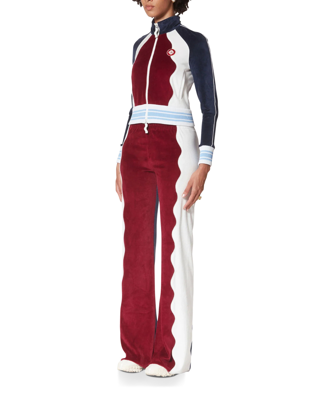 Burgundy Velour Panelled Track Pant - 3