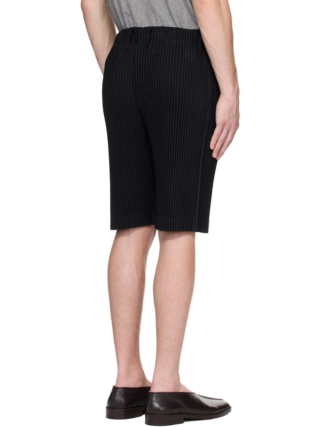 Black Tailored Pleats 2 Shorts - 3