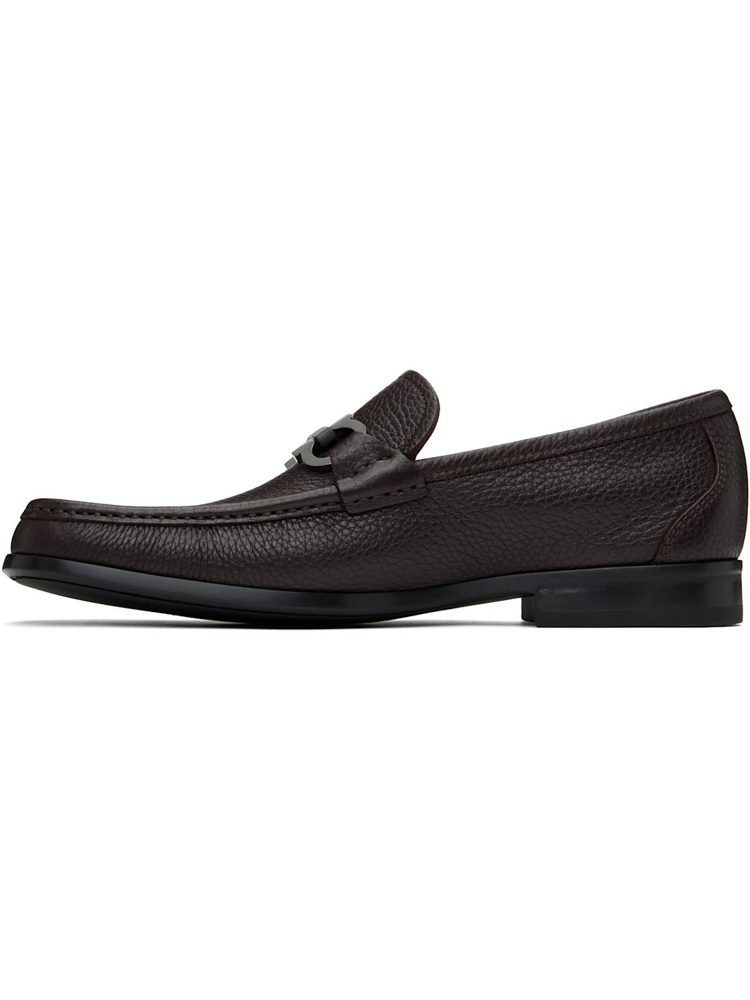 Brown Gancini Ornament Loafers - 3
