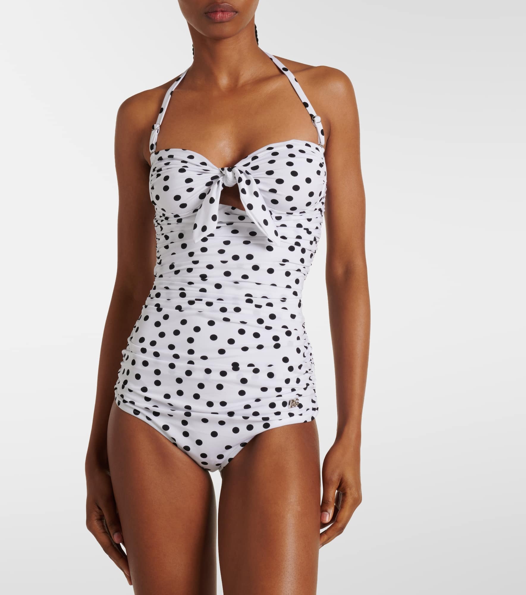 Polka-dot halterneck swimsuit - 2