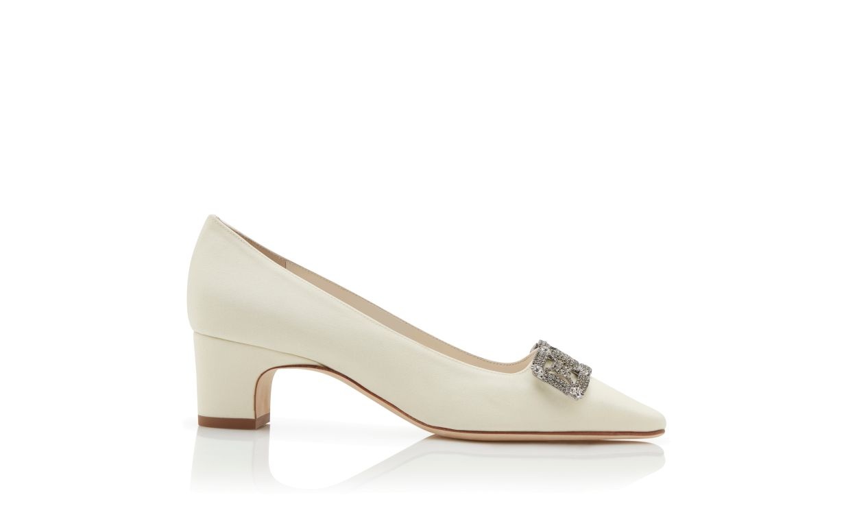 Cream Crepe De Chine Pumps - 1