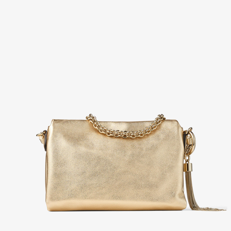 Callie Flap Gold Metallic Leather Shoulder Bag 6