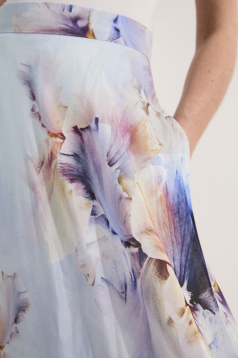 Spring Floral Silk Cotton Woven Prom Skirt 5