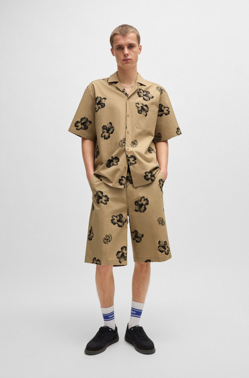 HUGO BAGGY-FIT SHORTS IN HIBISCUS-PRINT STRETCH-COTTON TWILL outlook
