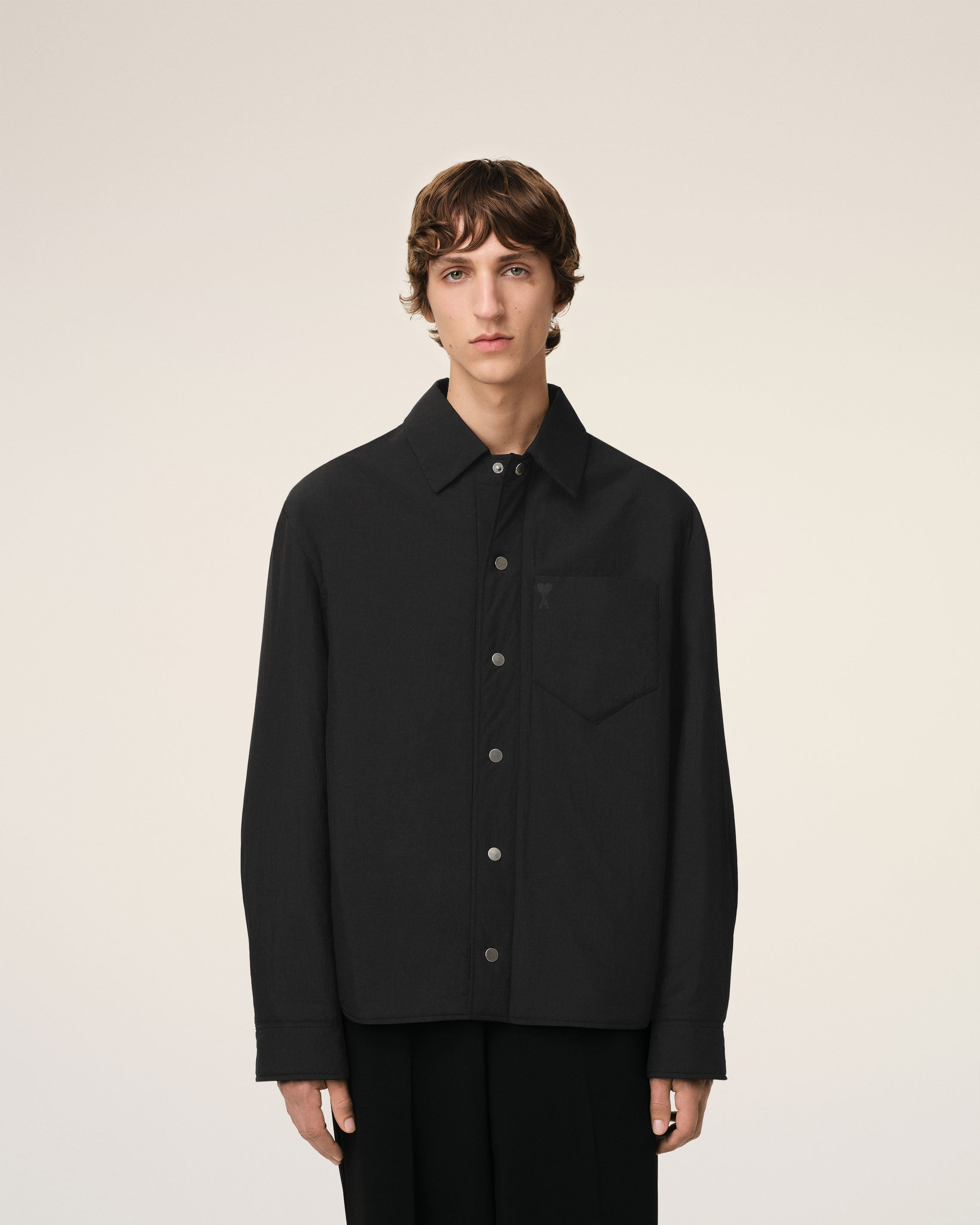 BLACK CANVAS PADDED AMI DE COEUR OVERSHIRT - 3