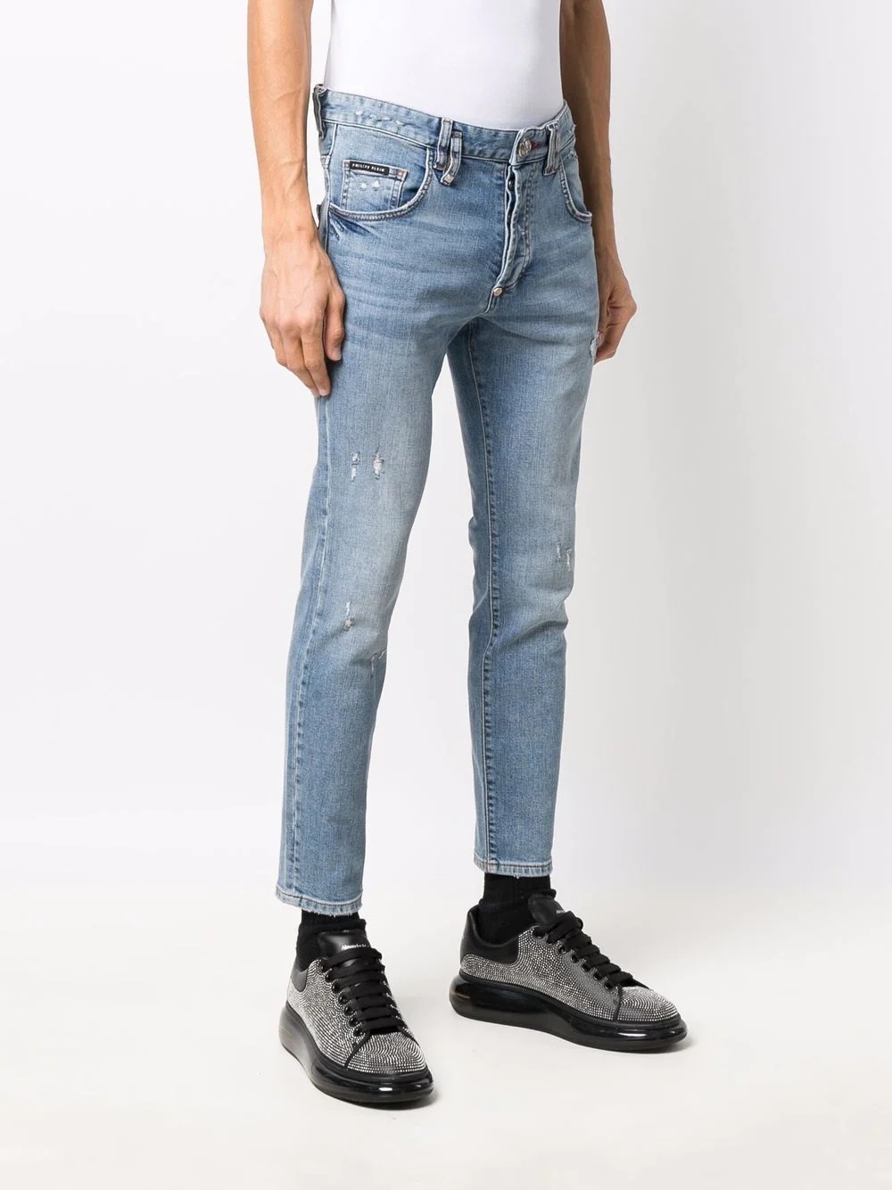 distressed straight-cut jeans - 3