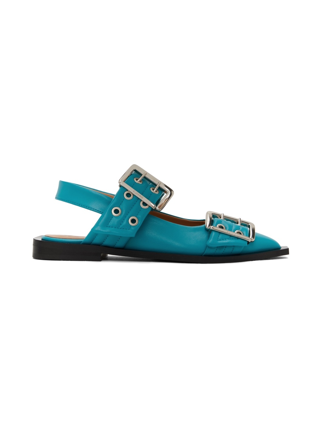 Blue Feminine Buckle Ballerina Flats - 1