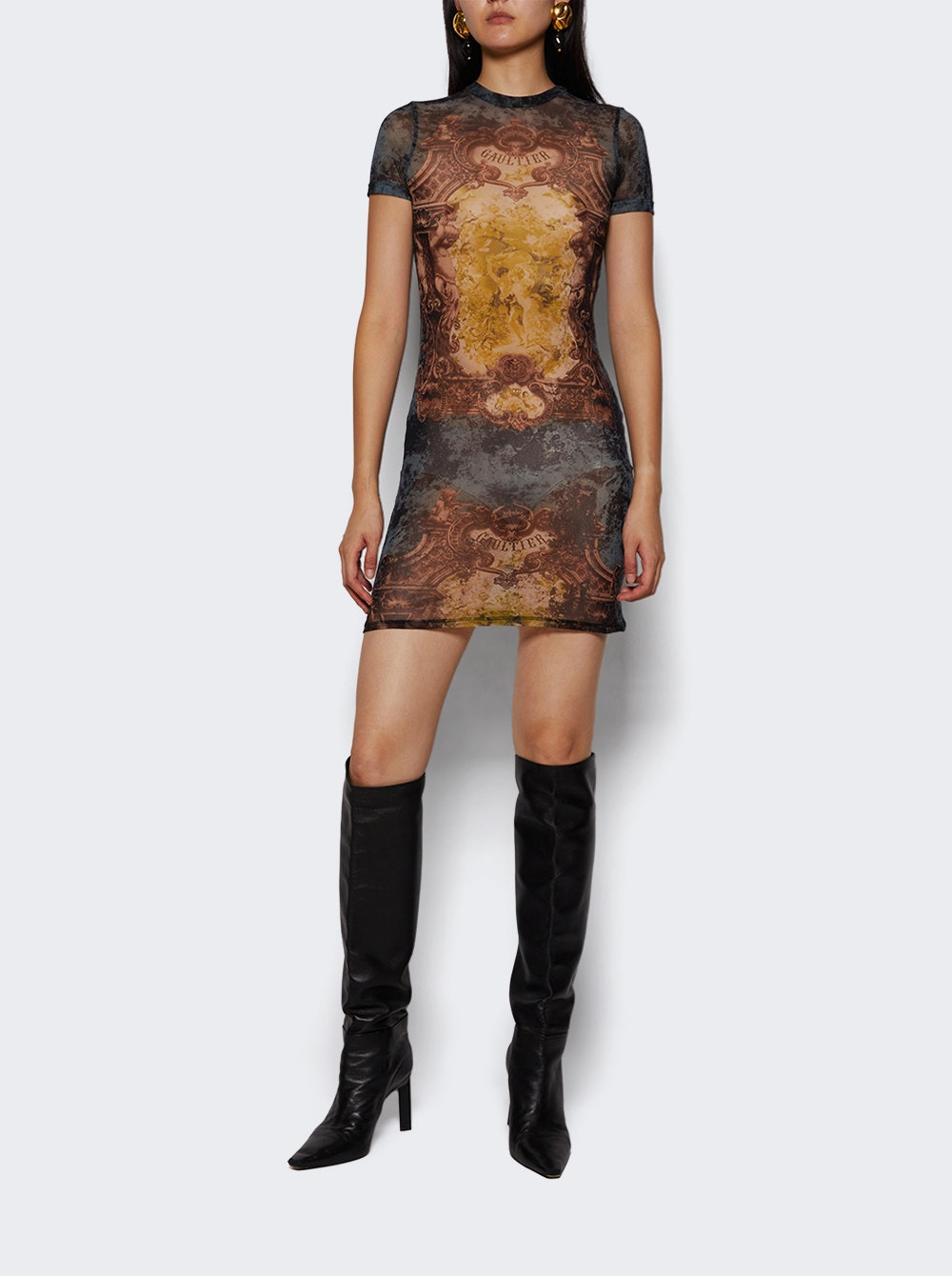 Mesh Short Dress Médaillon Print - 5