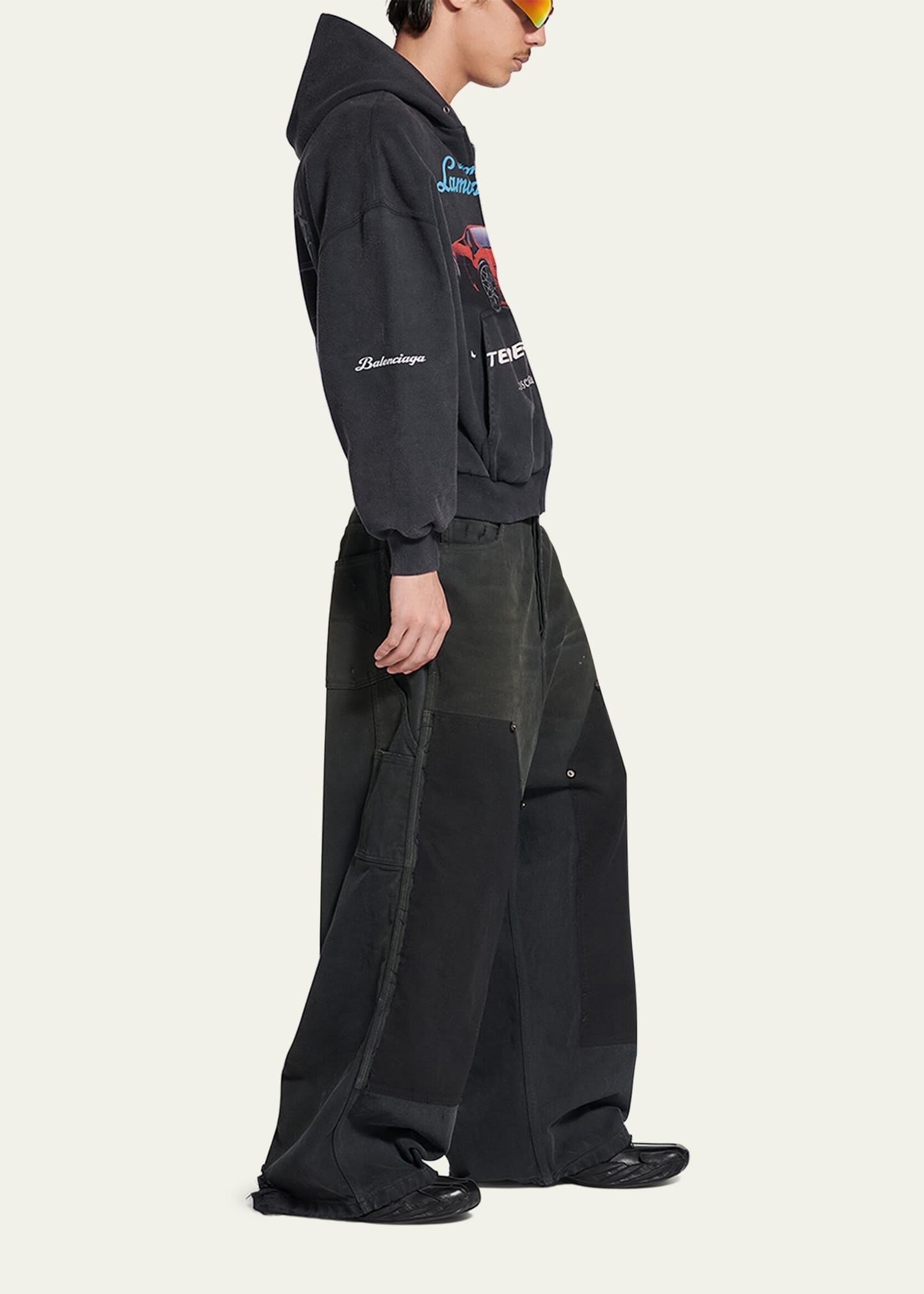 Men's Distressed Wide-Leg Carpenter Pants - 4