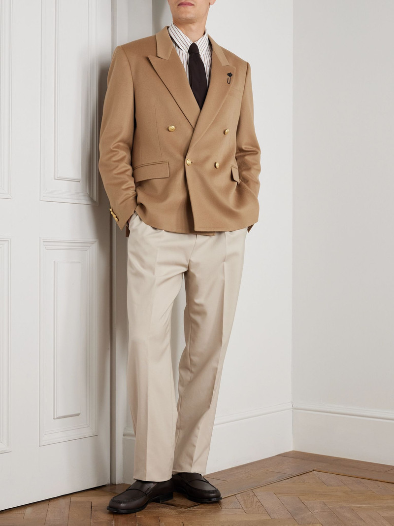 LARDINI Double-Breasted Virgin Wool Blazer Beige outlook
