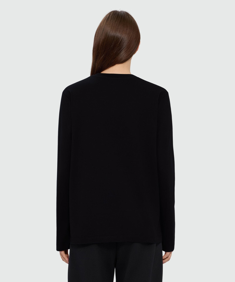 Black long-sleeve cotton jersey T-shirt with MSGM embroidery on the chest 3
