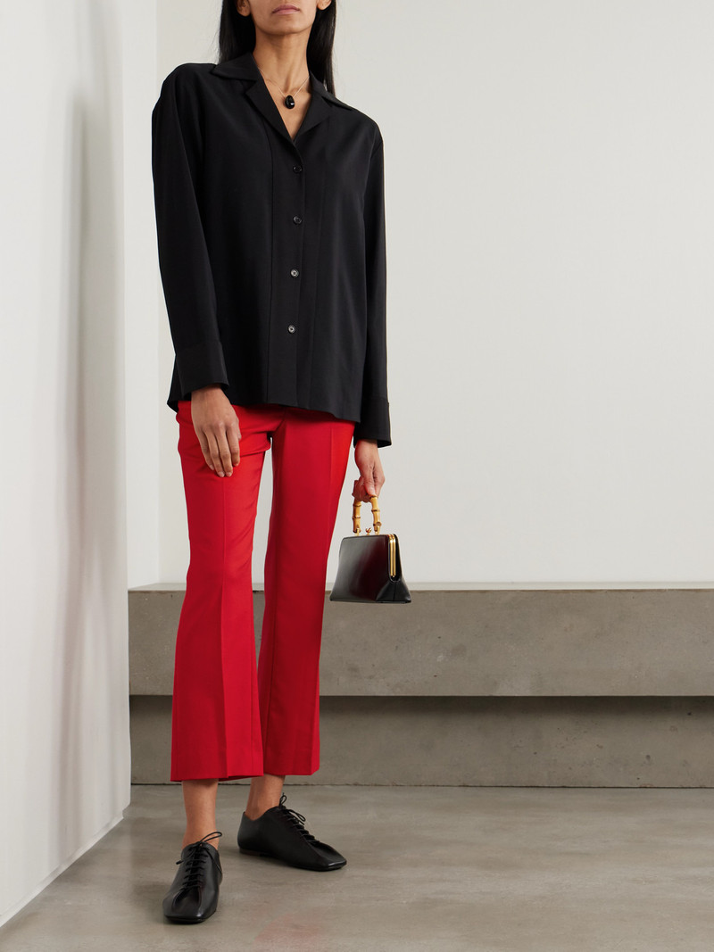 MARIA McMANUS Cropped Wool-blend Crepe Flared Pants outlook