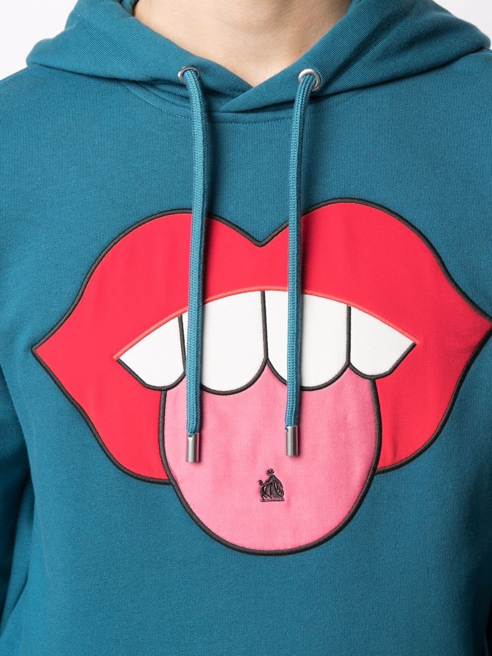 mouth patch drawstring hoodie - 5