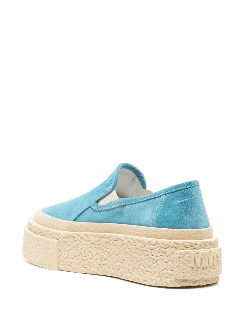 logo-patch suede flatform sneakers - 3