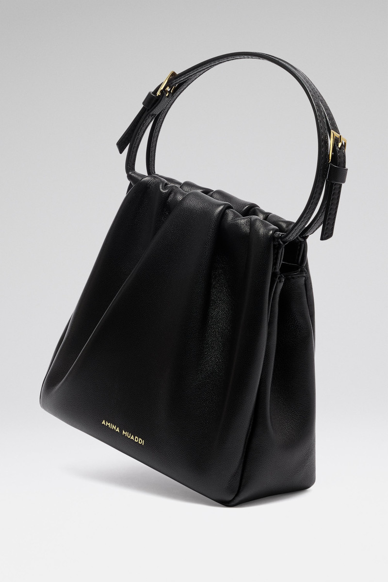 Amina Muaddi VITTORIA BAG BLACK NAPPA AND GOLD HARDWARE outlook