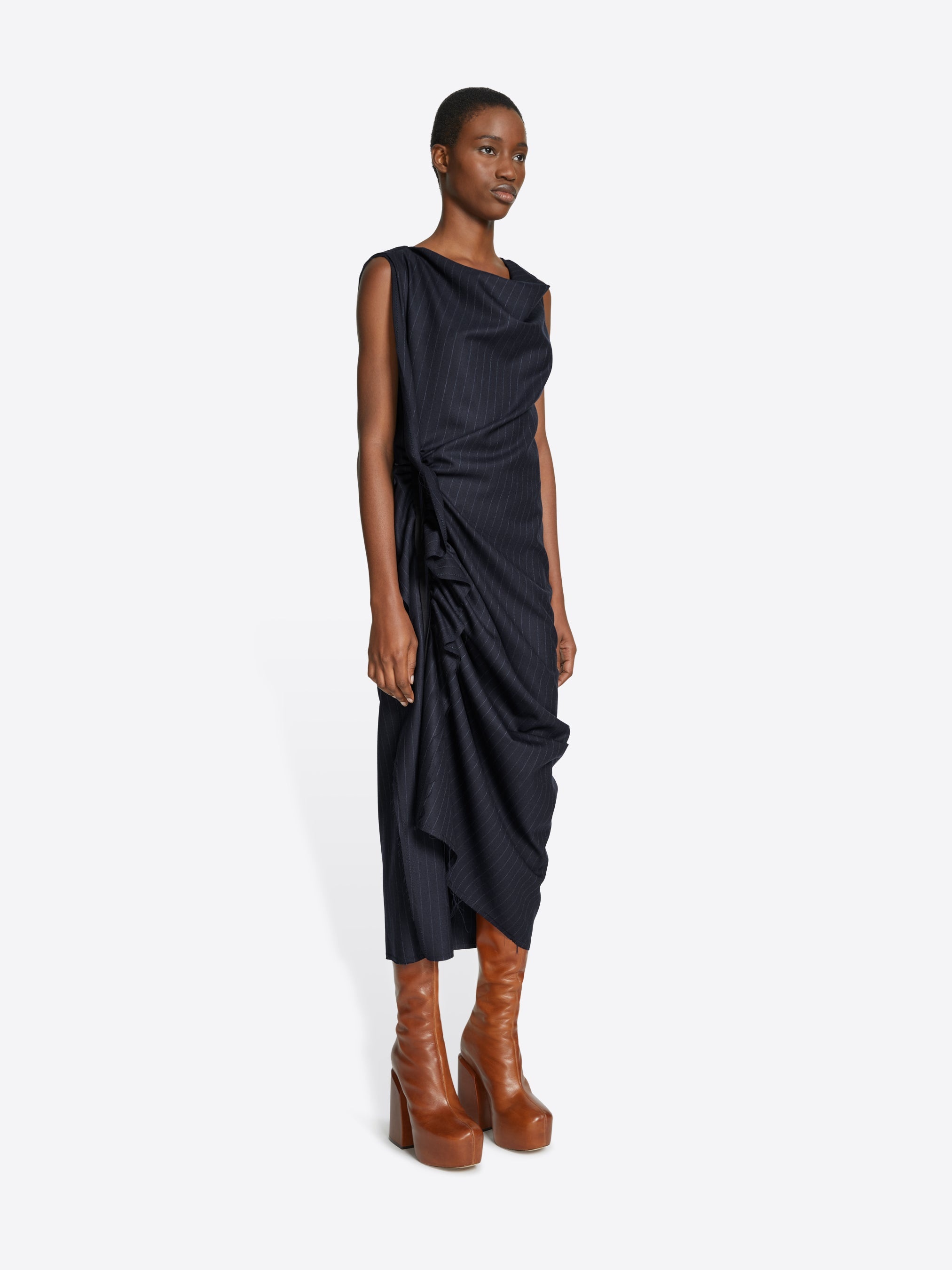 DRAPED WOOL DRESS - 3