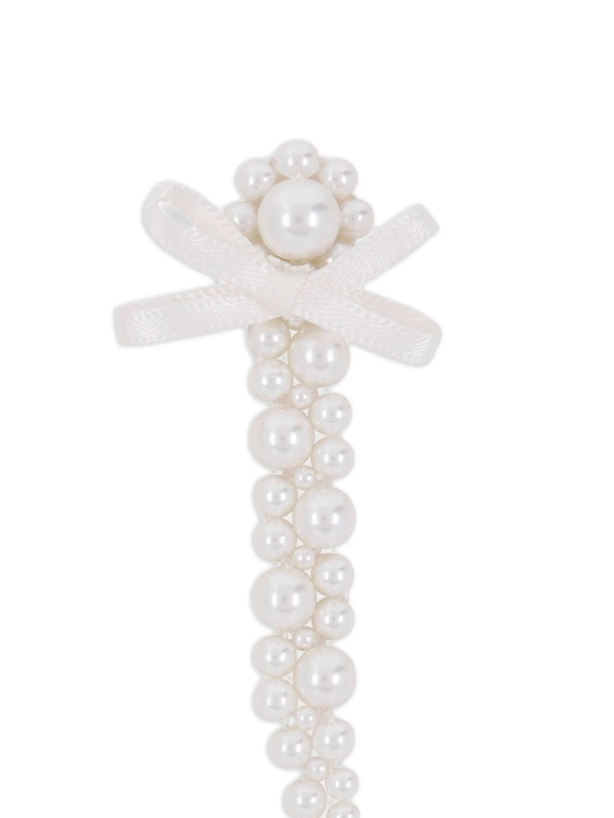 pearl bow drop earrings - 2