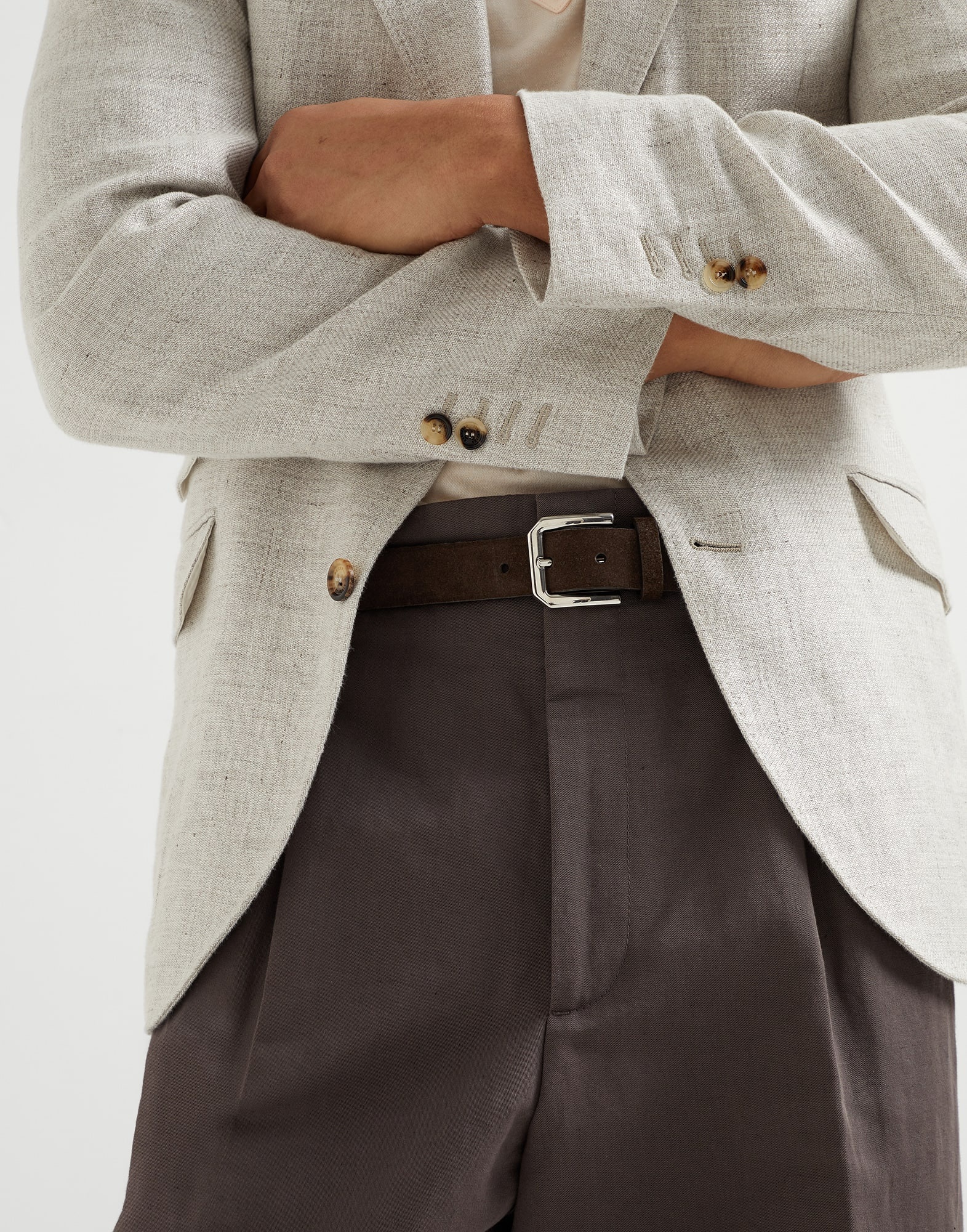 Reversed leather belt with square buckle and tip - 3