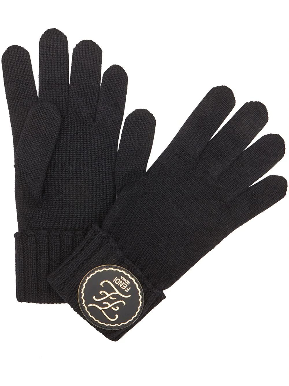 cashmere Karligraphy logo patch gloves - 1