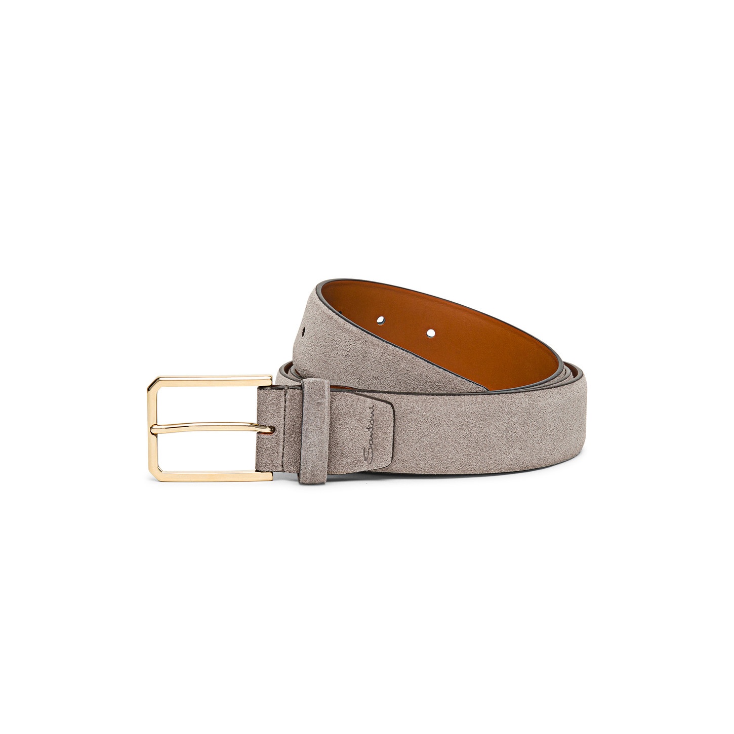 Men’s brown suede adjustable belt - 1