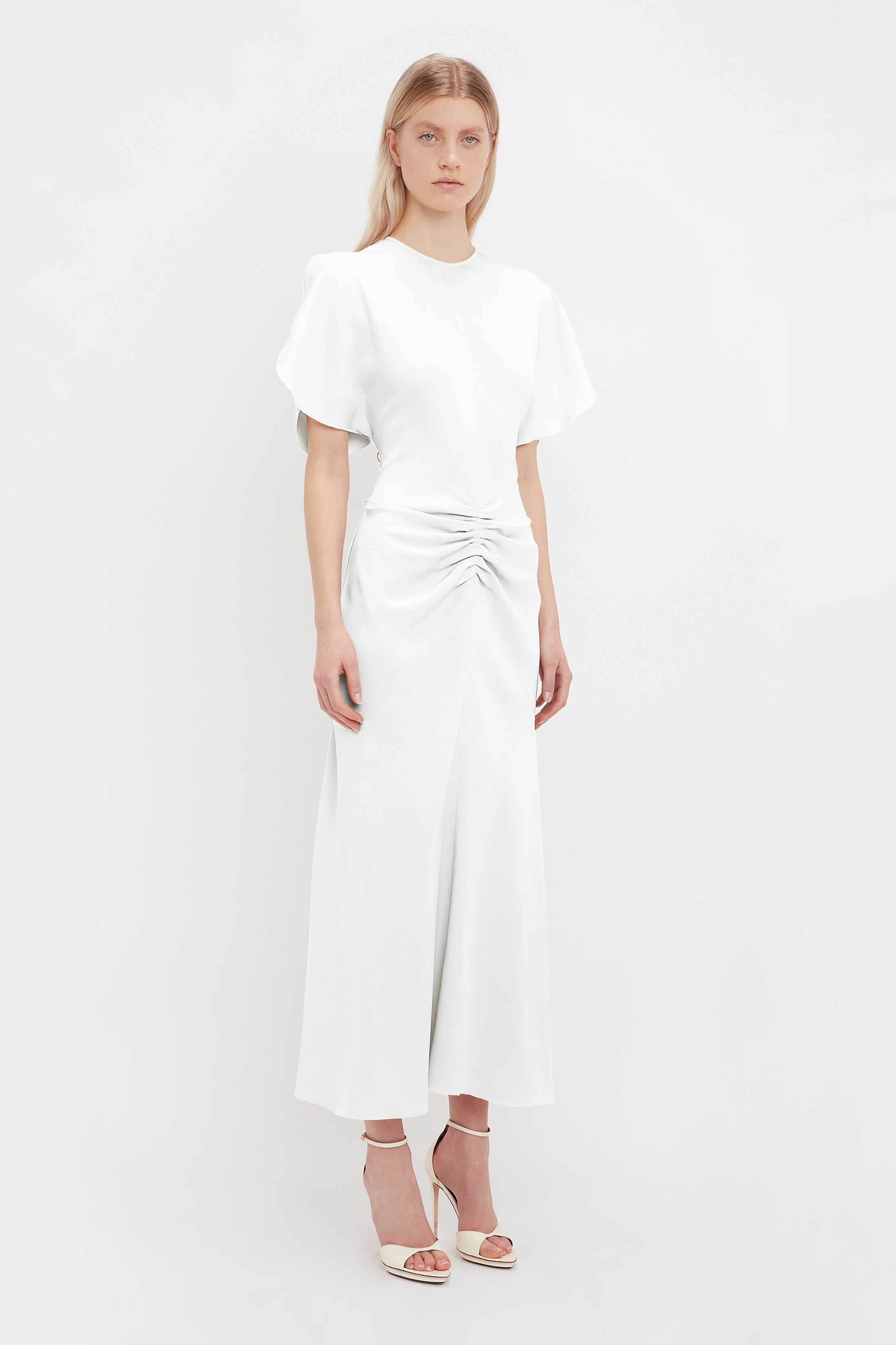 希少【VICTORIA BECKHAM】Cadyミディドレス VICTORIA BECKHAM Gathered Waist Cady Midi Dress Victoria Beckham