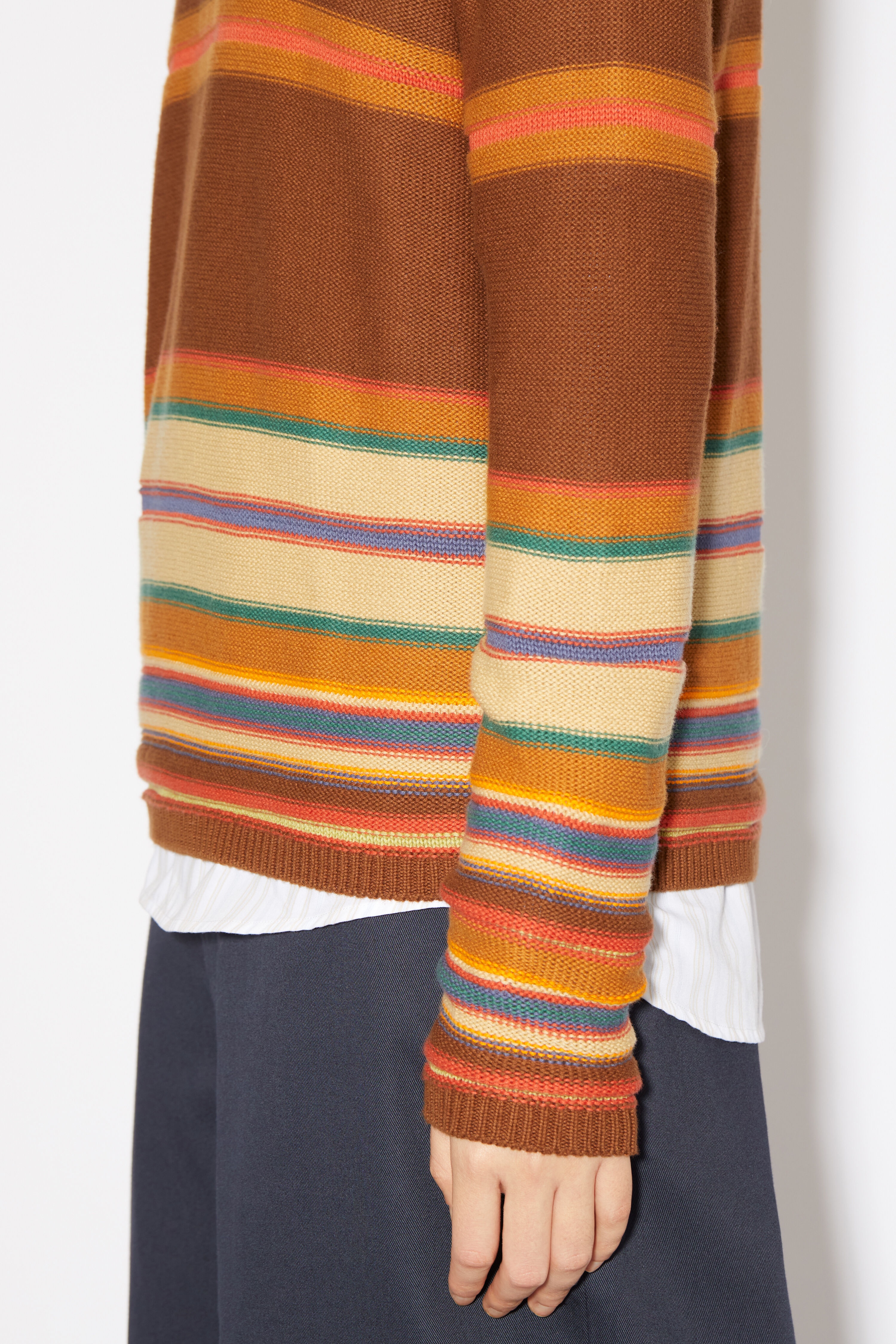 Crew neck knit jumper - Cinnamon brown/multi - 4