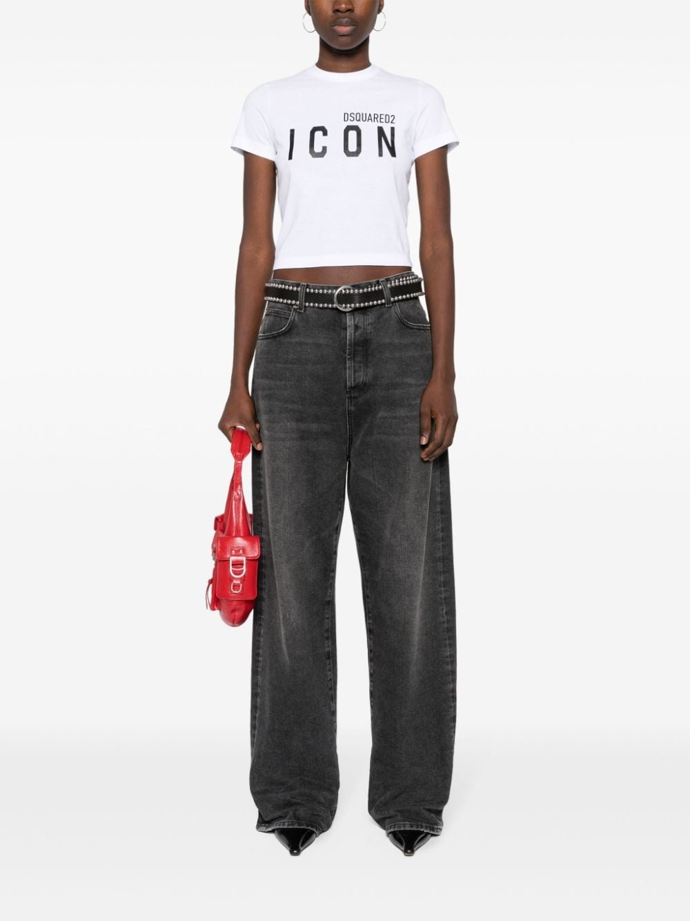 logo-print cropped T-shirt - 2