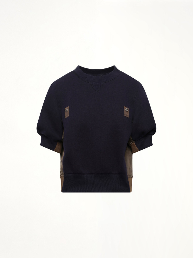 sacai Sponge x Nylon Twill Pullover in Navy/Dark Khaki outlook
