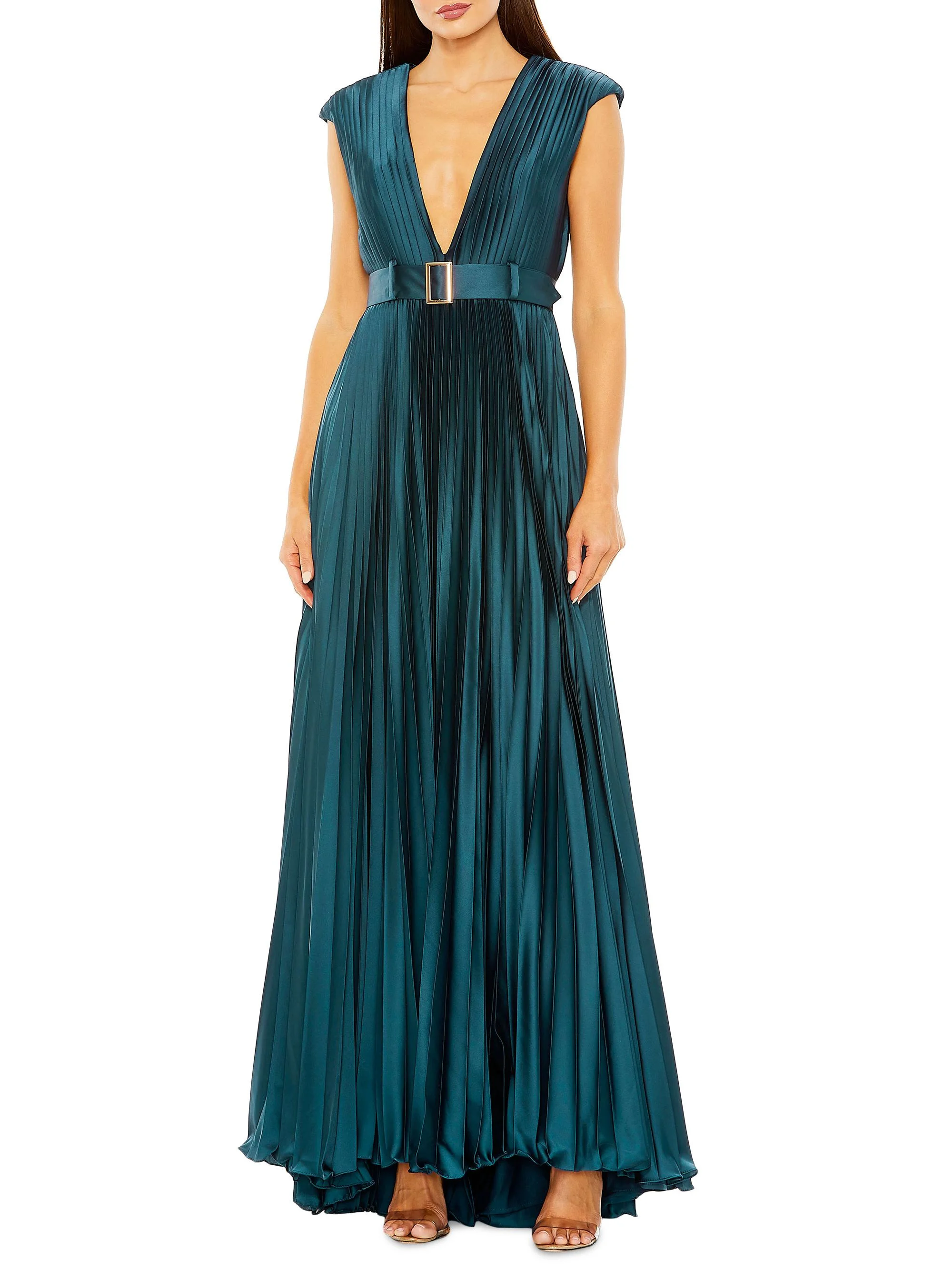 Women's Ieena Satin Pleated Gown - Midnight - 1