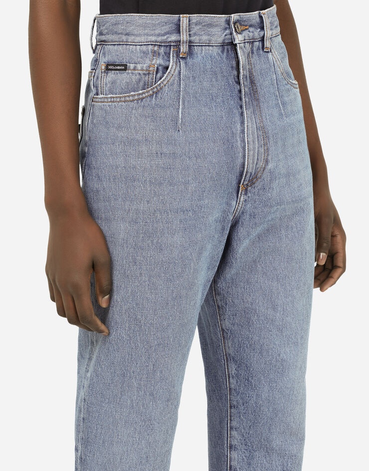 Blue wash high-waisted jeans - 4