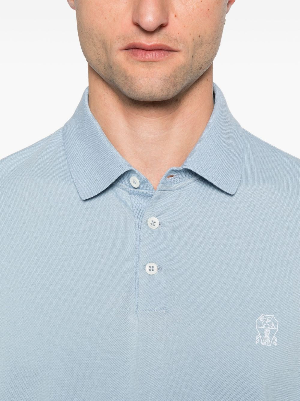 Brunello Cucinelli Men Logo Cotton Polo Shirt - 2