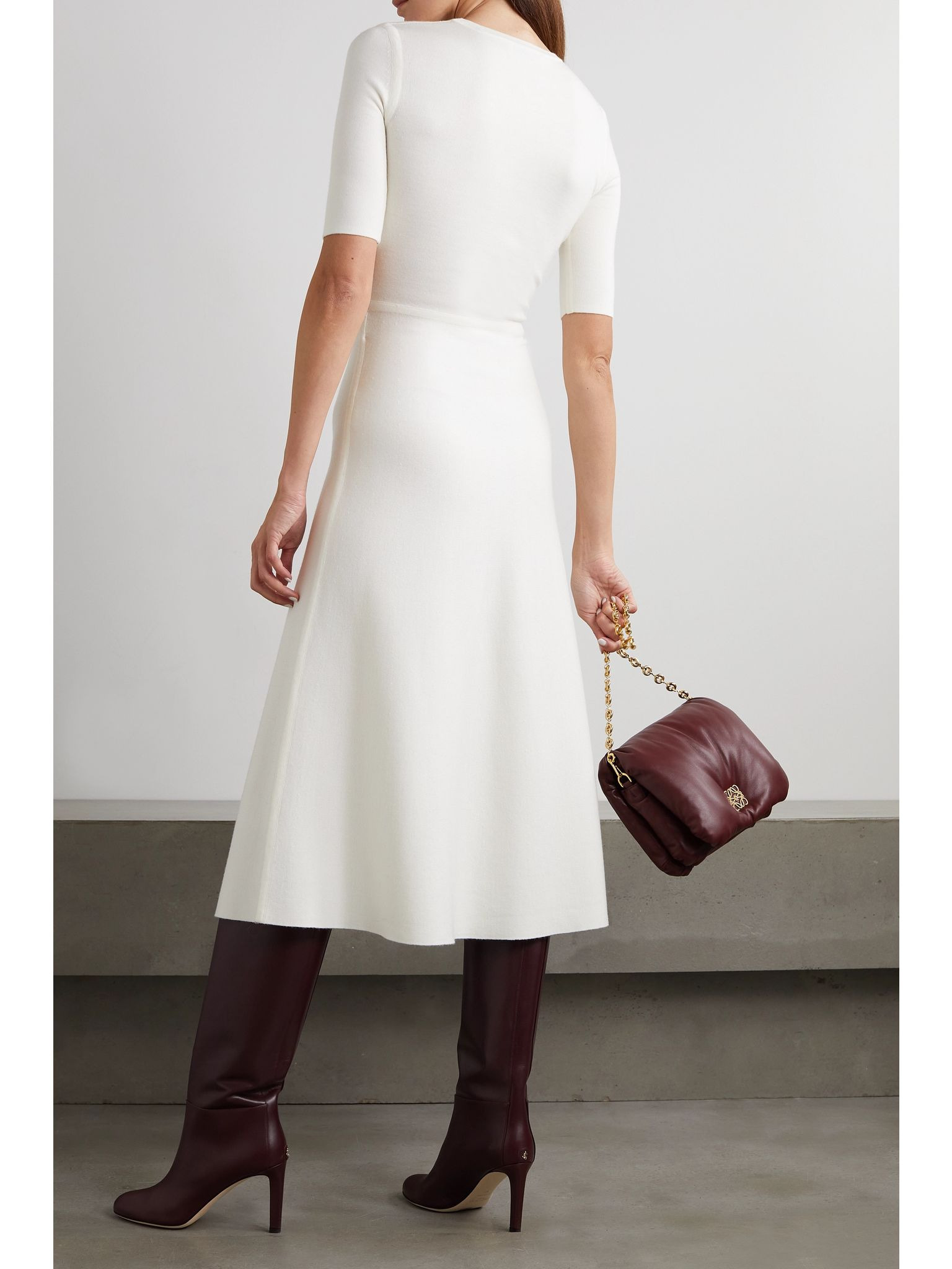 Seymore wool, cashmere and silk-blend midi dress White - 3