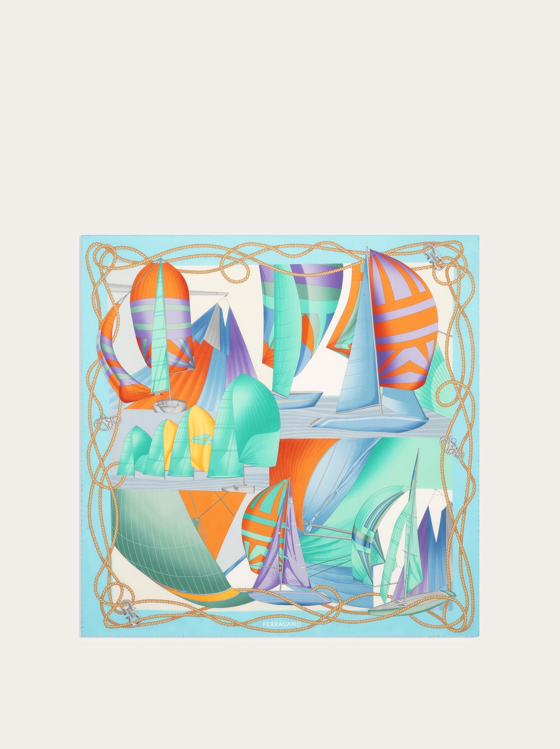 Sailing print silk foulard - 1