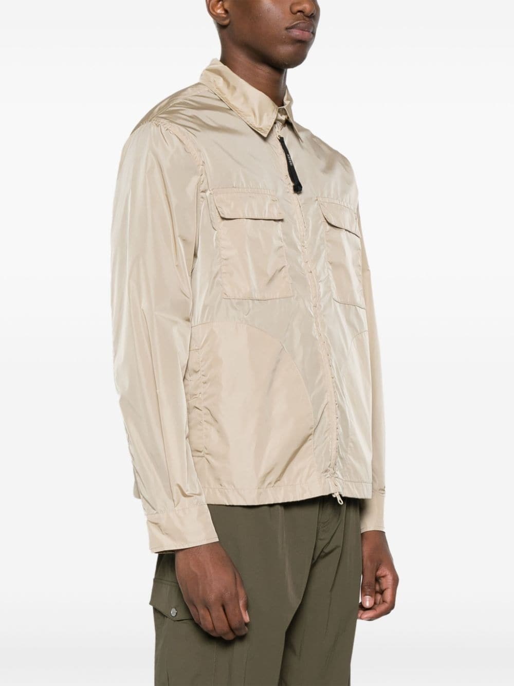 logo-print lightweight shirt jacket - 4